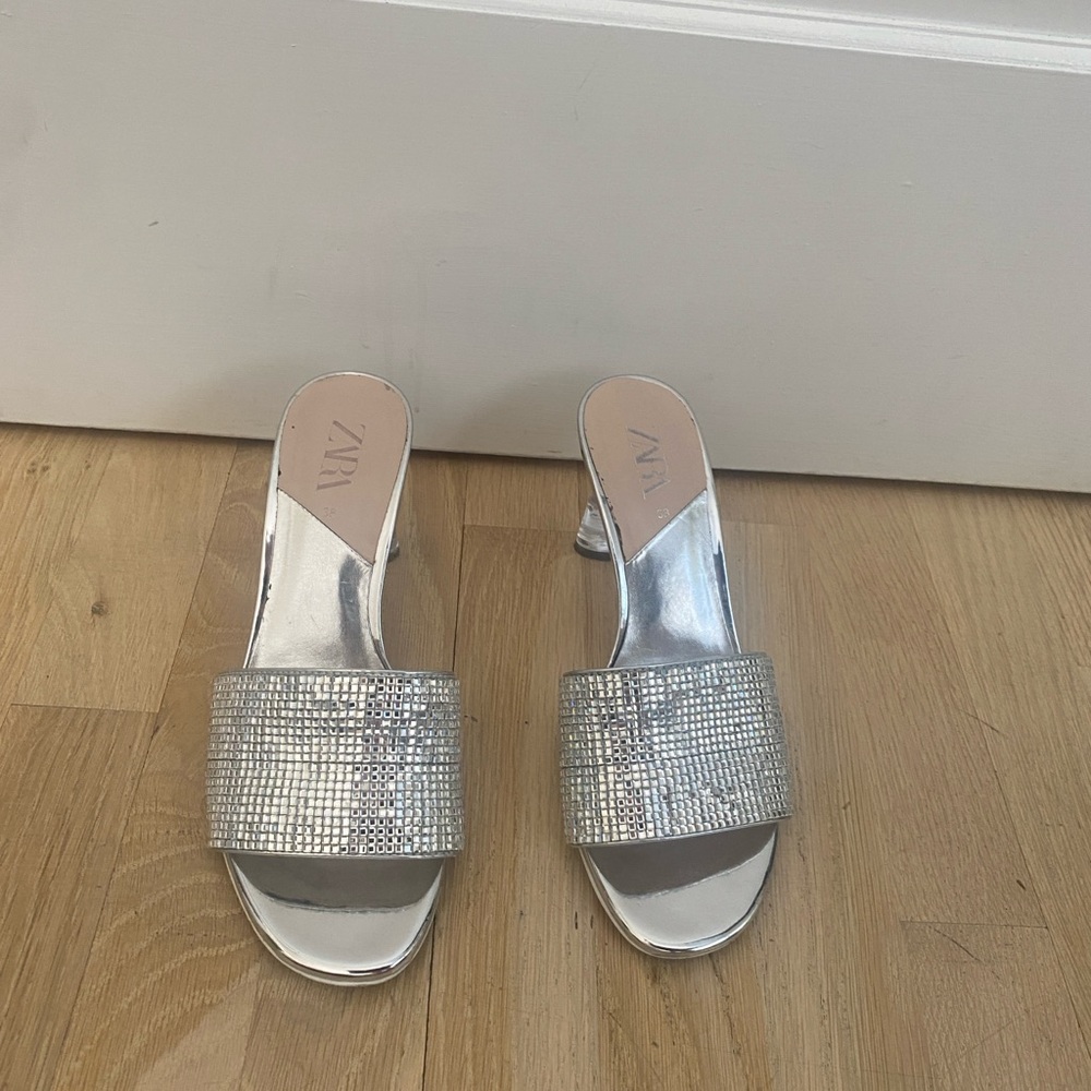 Silver sparkle heels ZARA